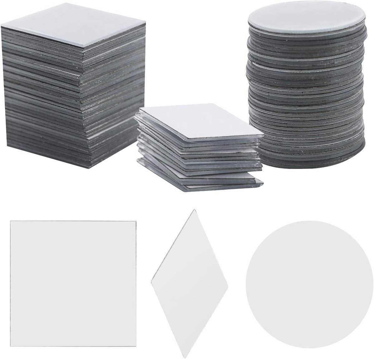 150 stuks mini-spiegels, kleine spiegels, decoratieve spiegels, knutselspiegels voor doe-het-zelf, decoratie, kunst, muur (3 vormen)