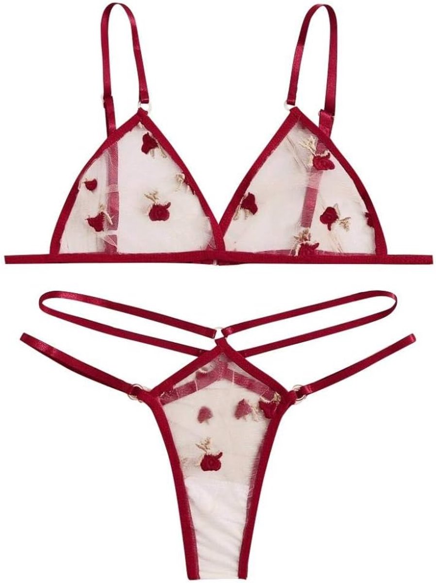 Dameskleding Sexy Lingerie Vrouwen See Through Lace Bra G-String Ondergoed Porno Nachtkleding