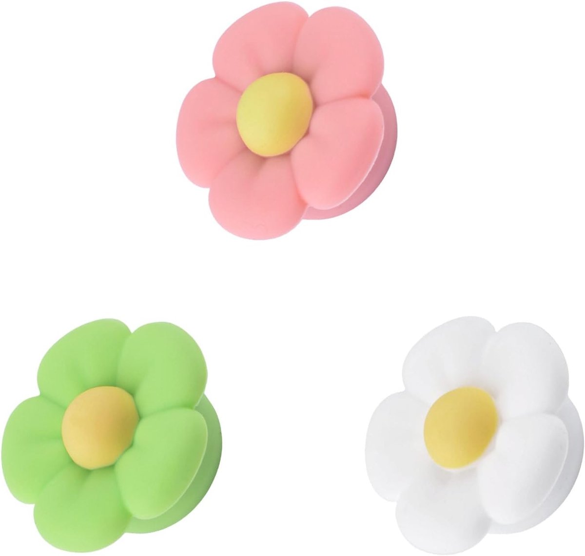 3 stuks mollige bloem gootsteen overloop cap, siliconen keuken badkamer wastafel morsen gat cover ronde wastafel trim afvoerdoppen (wit/groen/roze)