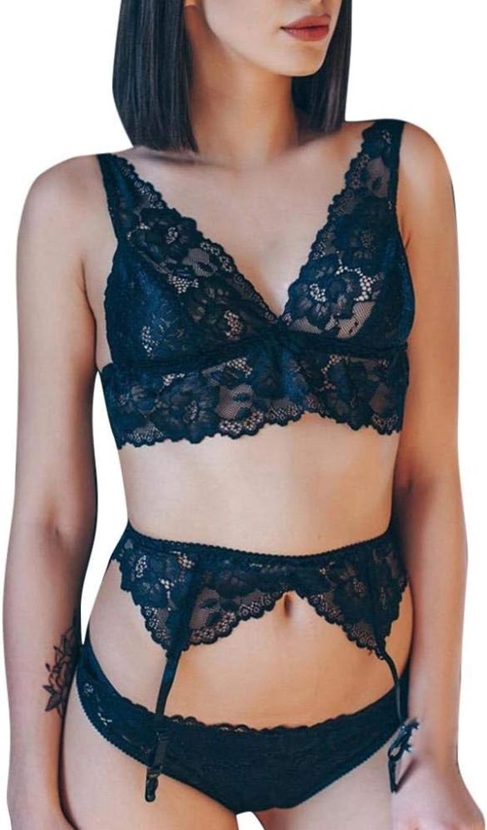 Lingerie voor Kanten Kimono Nachthemd Ondergoed Sexy Lingerie Nachtkleding Kant met String Nachtkleding JurkSexy Lingerie Sexy Erotische Bh Set Ondergoed Kousenband Slips Sexy Transparant Kant Erotisc