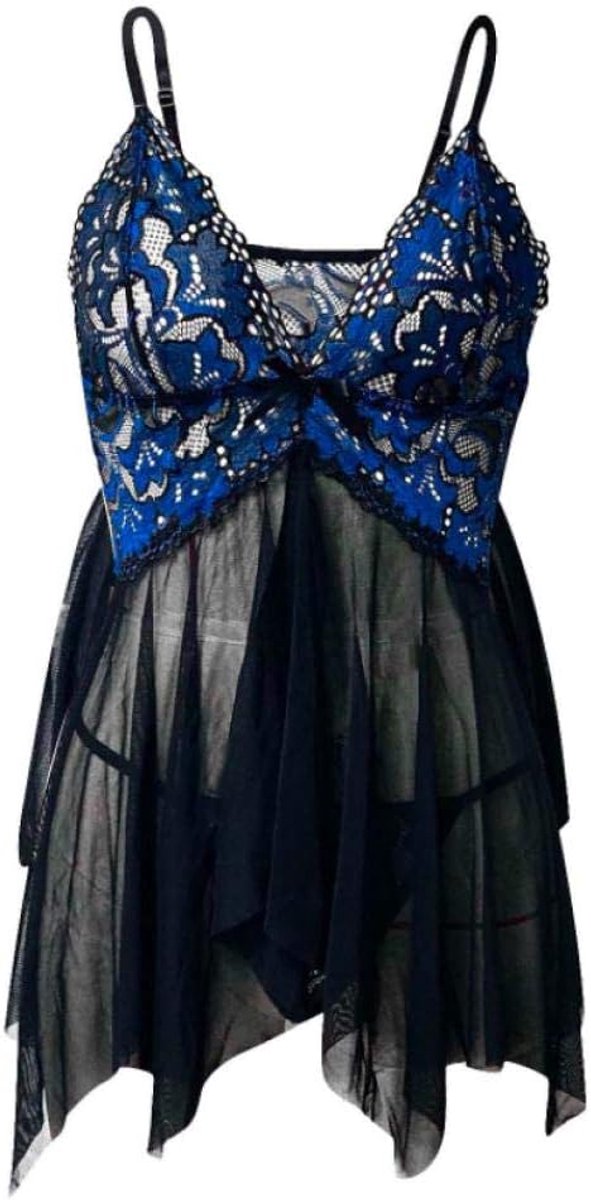 Babydolls, nachtjaponnen & negligés 2 ST Vrouwen Sexy Lingerie Diepe V Kanten Beha Rok Erotische Nachthemd String Verleiding Ondergoed Sexy Lingerie