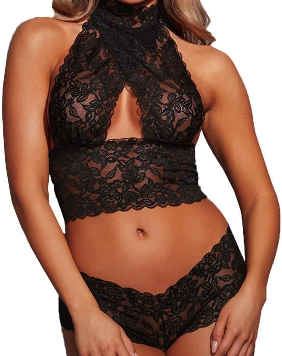 Sexy lingerie dames v-hals doorschijnende kanten kimono lingerie nachthemd ondergoed sexy set negligé jurk met stringSexy Lingerie Bh Set Transparente Slipje En Bh Set Ondergoed Set Vrouwen Ondergoed