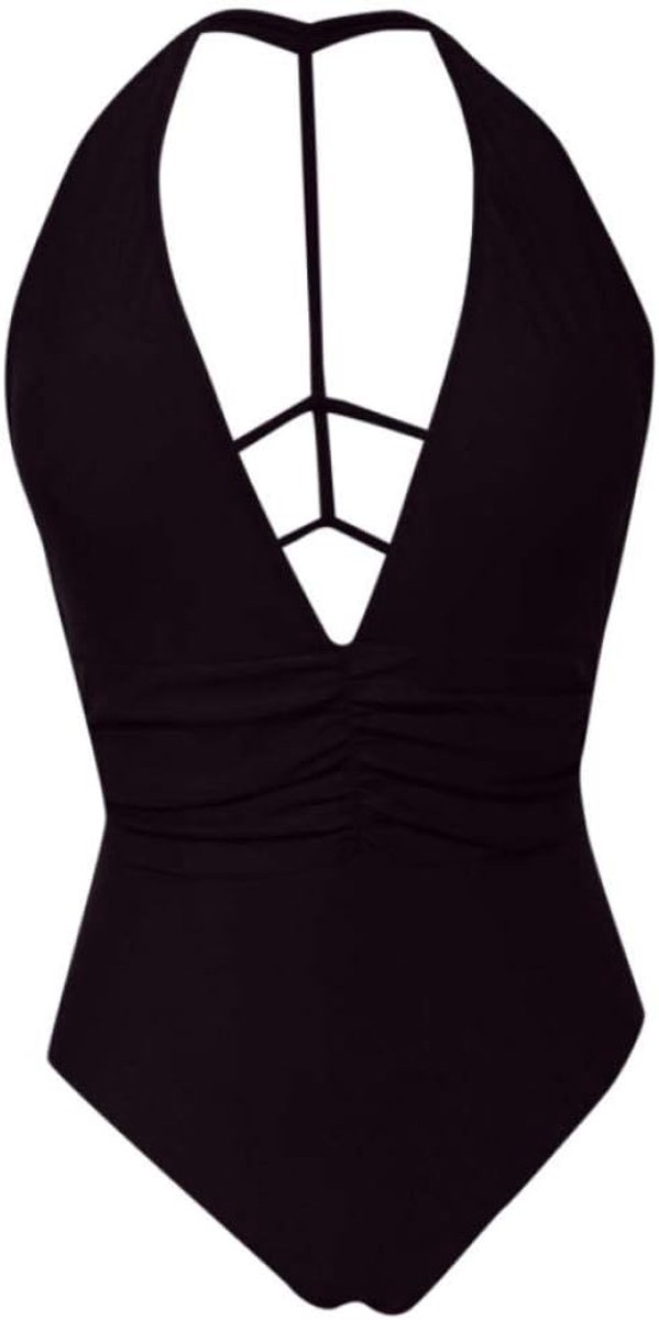 Sets met nachtmode & ochtendjas Vrouwen Sexy Mooie Back Een stuk Effen Solor Badpak Gewatteerde Badmode Halter Set Badpak Zwempak