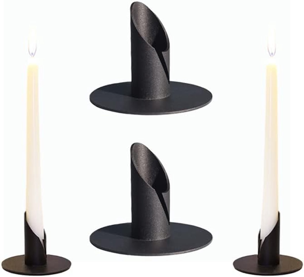 4 stuks, zwarte kandelaars, zwarte retro kaarslicht, diner, kandelaar, voor woonkamer, eetkamer en slaapkamer, decoratie, schoorsteendecoratie