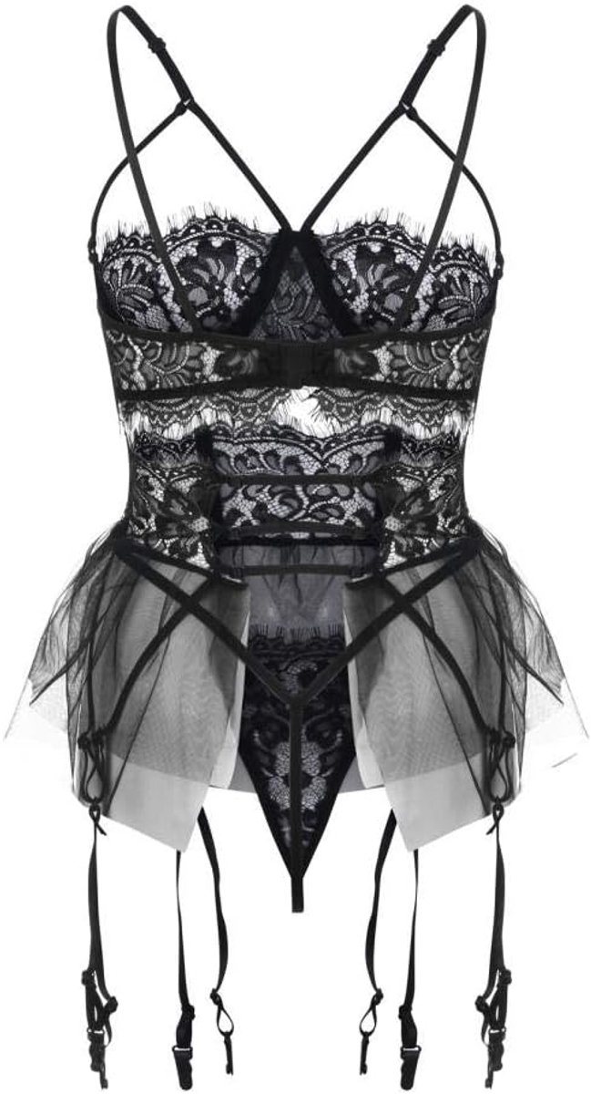 Vrouwen transparante sexy lingerie met kanten beha Kousenband Lingerie set