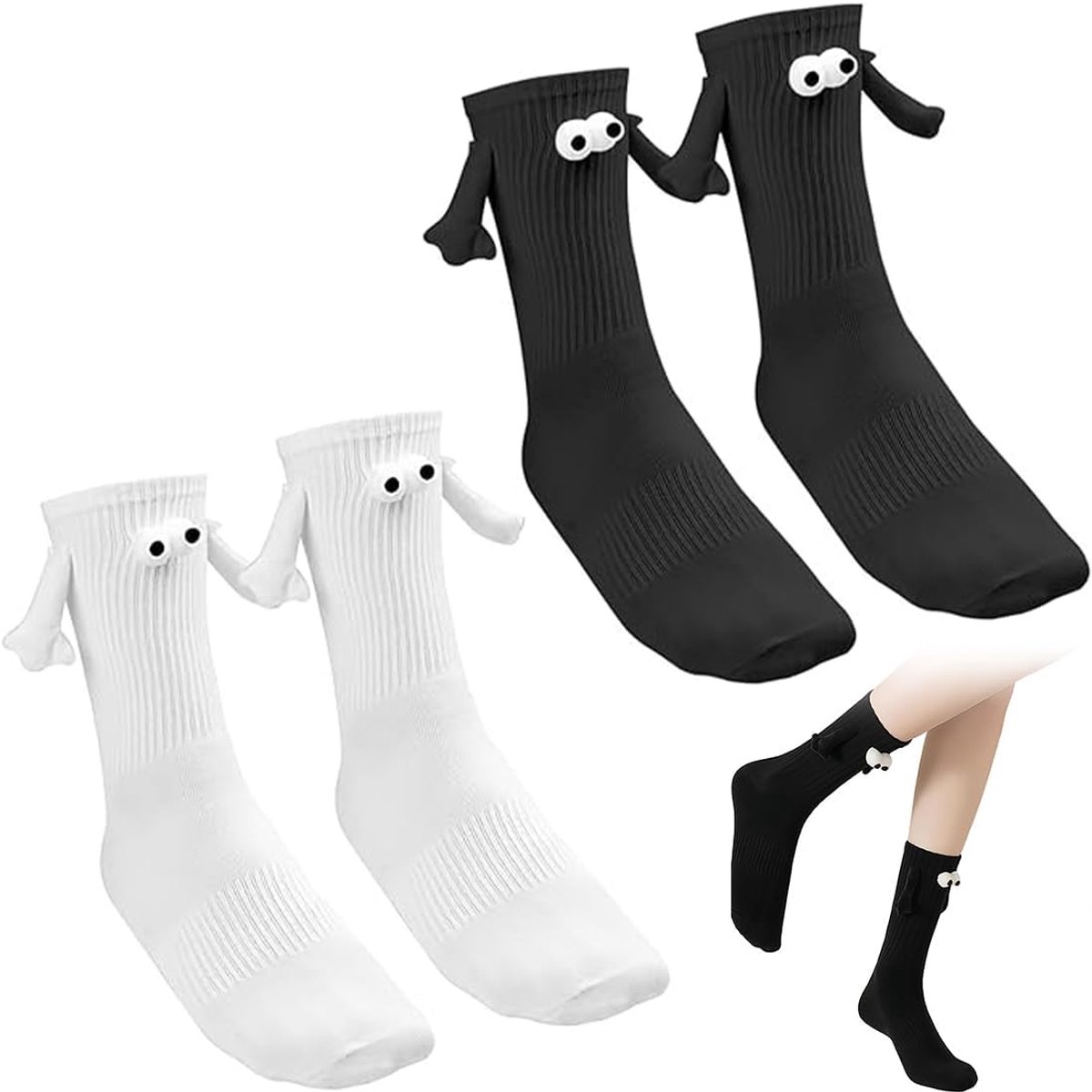 Sokken met handen, 2 paar grappige vriendschap sokken, hand in hand sokken cadeau voor paar vriend partner, 35-42