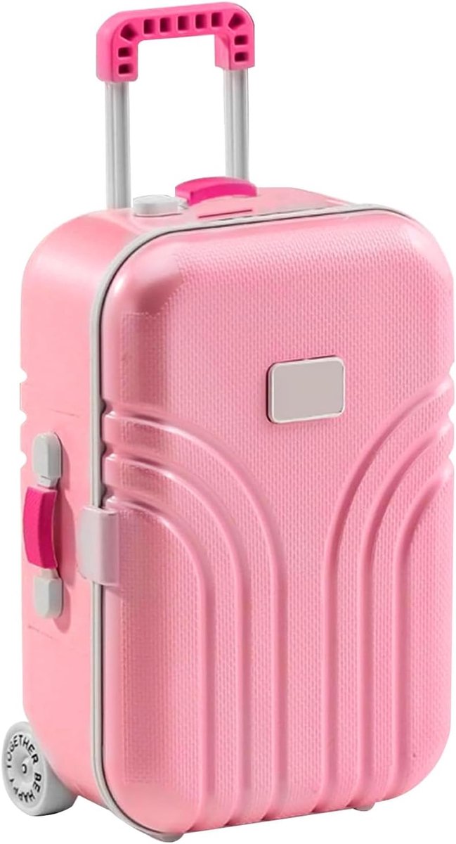 Kleine trolleys spaarpot, schattige trolley-bagage-organizer, simulatie reiskoffer spaarpot, wandelkoffer om geld te sparen, grappige cadeaus voor verjaardagen (roze)