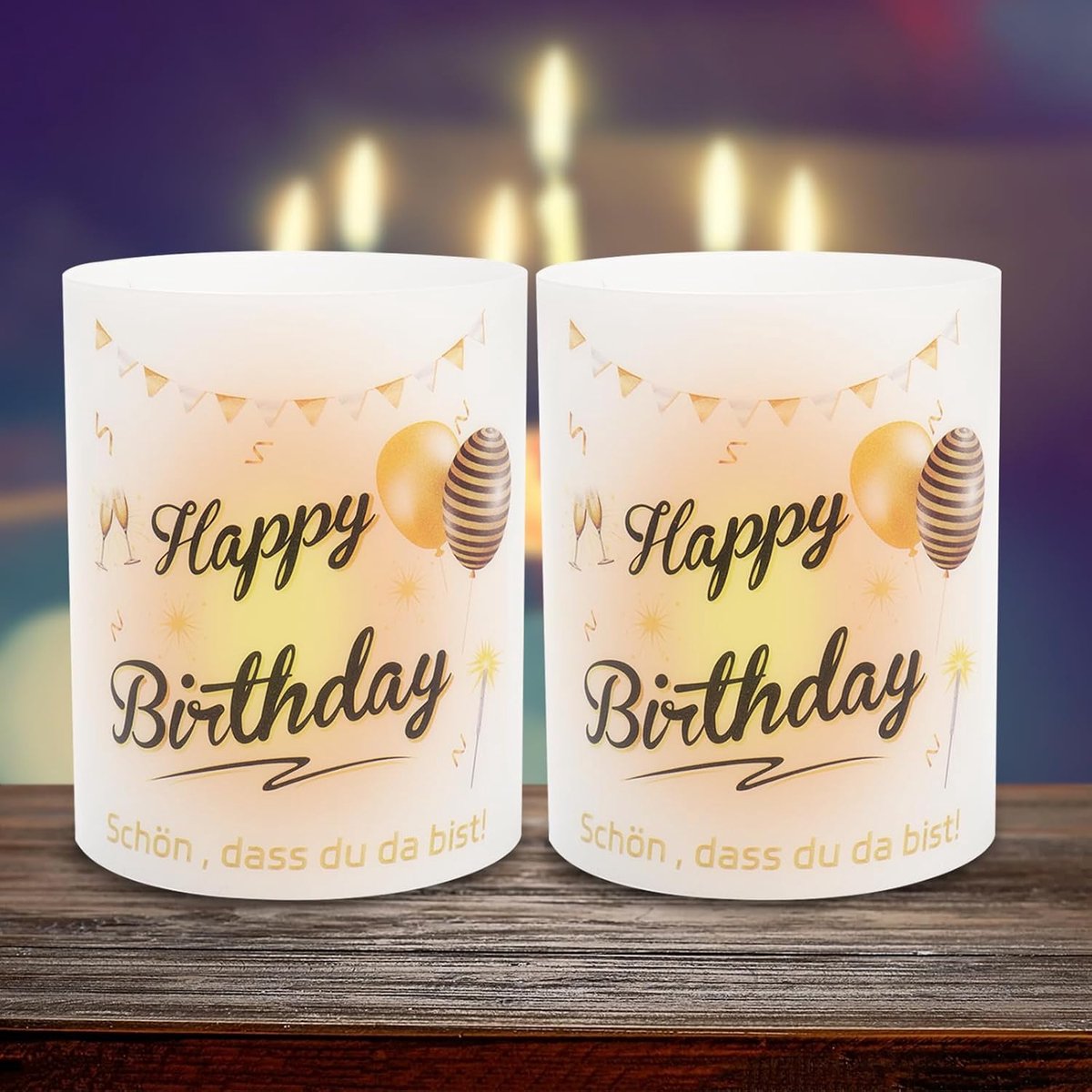 Tafeldecoratie, 12 stuks tafeldecoratie verjaardag, Happy Birthday-decoratie, verjaardagsdecoratie vrouw, man, meisjes, jongens, kinderen, verjaardagsfeestje, lichthoes voor theelichtjes of