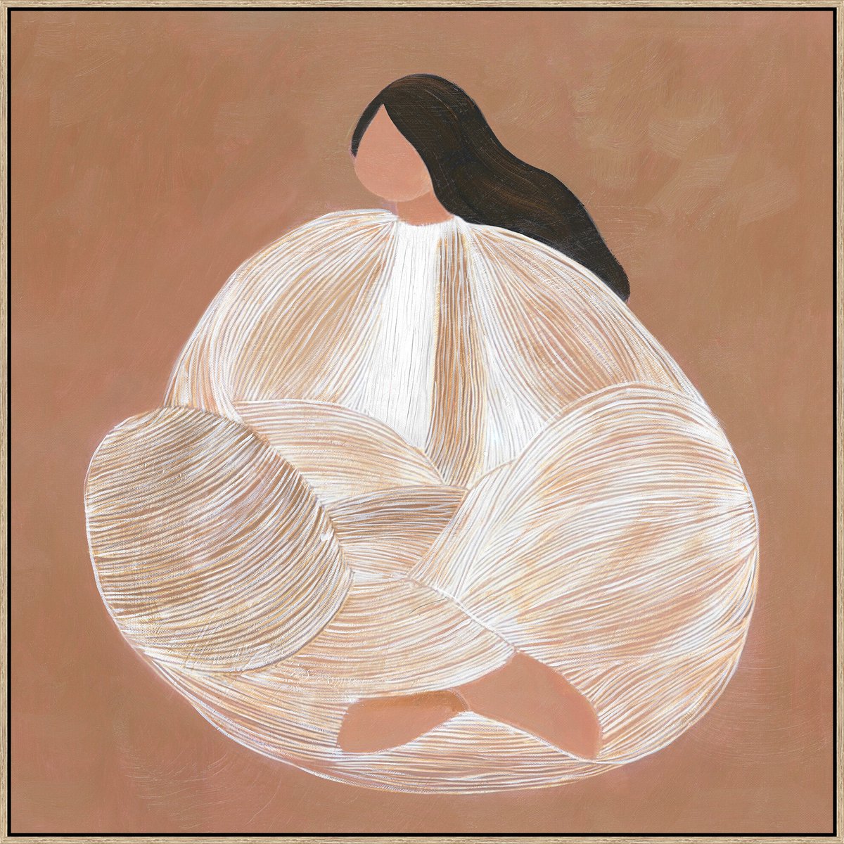 Schilderij vrouw kleermakerszit