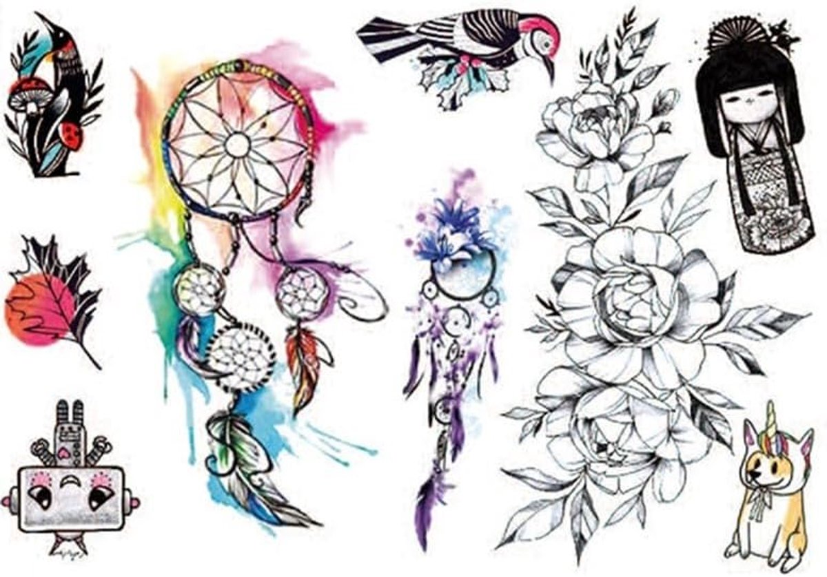 Tijdelijke dromenvanger Tattoo Japanse pop Tattoo Fake Bloemen Tattoo TH583