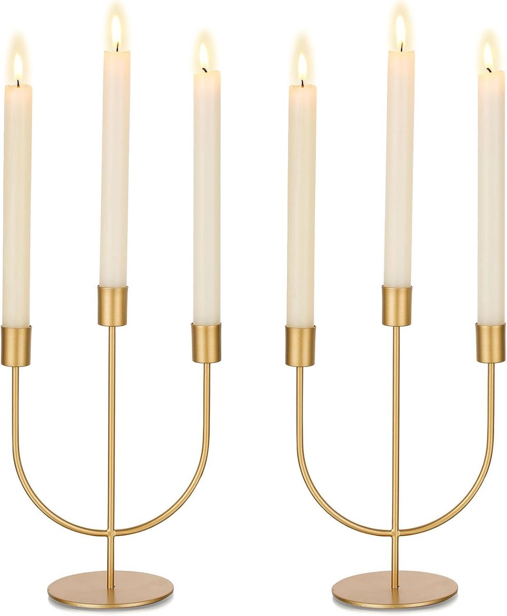 Gouden Kandelaars Houder Voor Bruiloft Tafel Centerpiece - Kandelaar Houder Centerpiece Voor Bruiloft Tafel Minimalistische Taper Kandelaars Voor Feest Evenement Decor Eettafels Decoraties