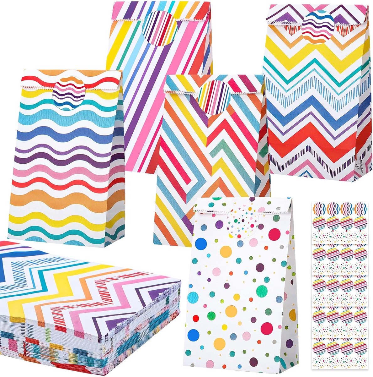 Woric 50 x cadeauzakjes voor kinderverjaardag, klein, 5 stijlen, papieren