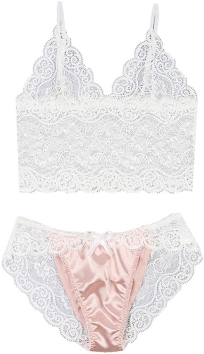 Kleding Vrouwen Sexy Ondergoed Erotische Lingerie Perspectief Beha Slips Nachtkleding Hollow Out Costume-White_M