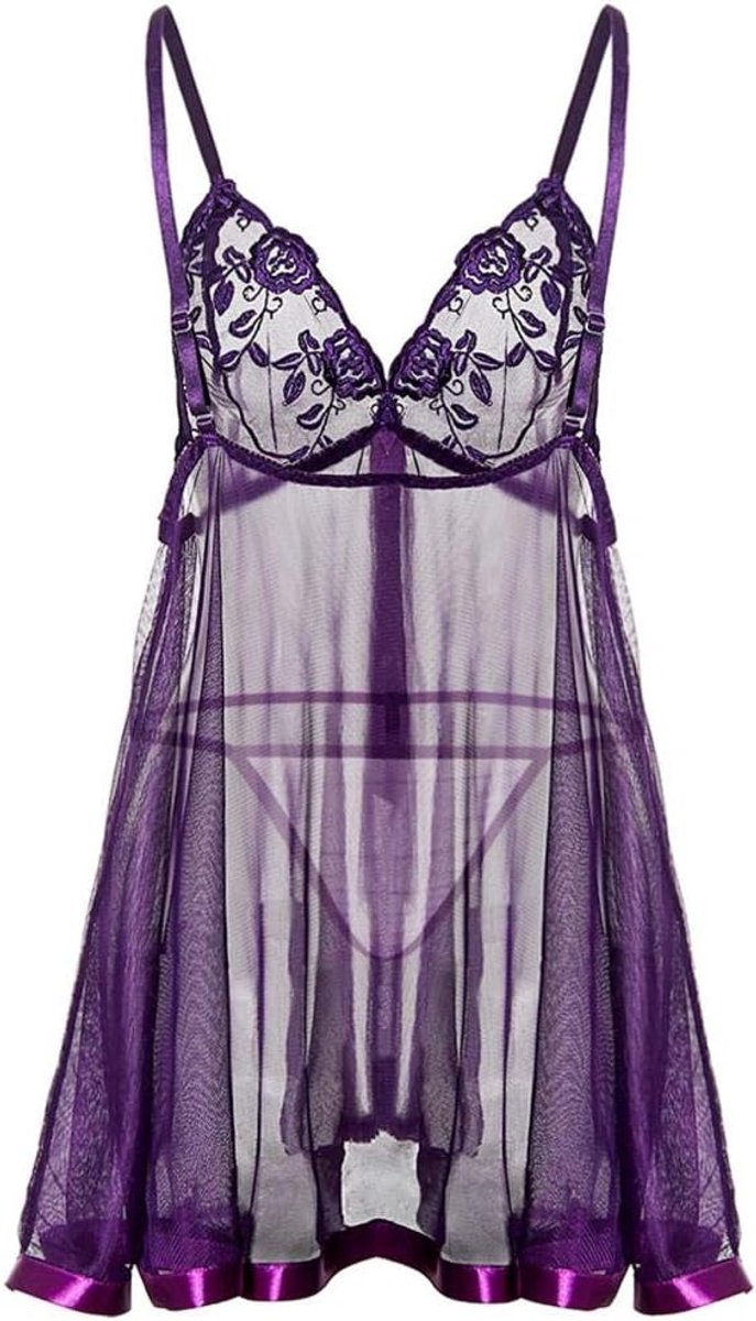 Sets met nachtmode & ochtendjas Plus Size Vrouwen Sexy Ondergoed Kant Erotische Lingerie Porno Nachtkleding See Through Hollow Out Temptation Kostuum
