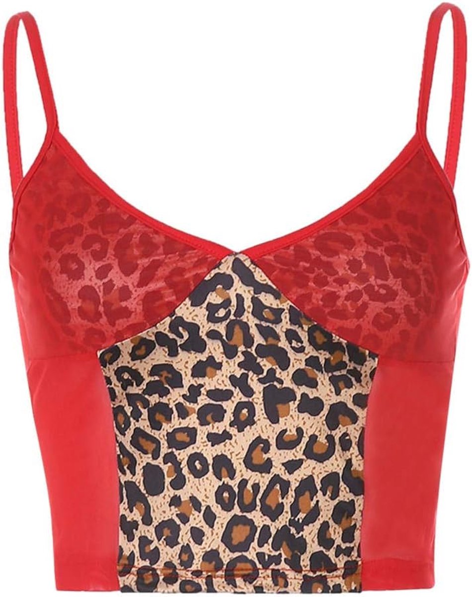 Sexy kanten nachthemd bretels sexy lingerie vrouwen petticoat lingerie pyjamaVrouwen Leopard Sexy Crop Tops Diepe V-hals Zomer Mouwloos Vest Slim Cami Ademend Zacht Corset