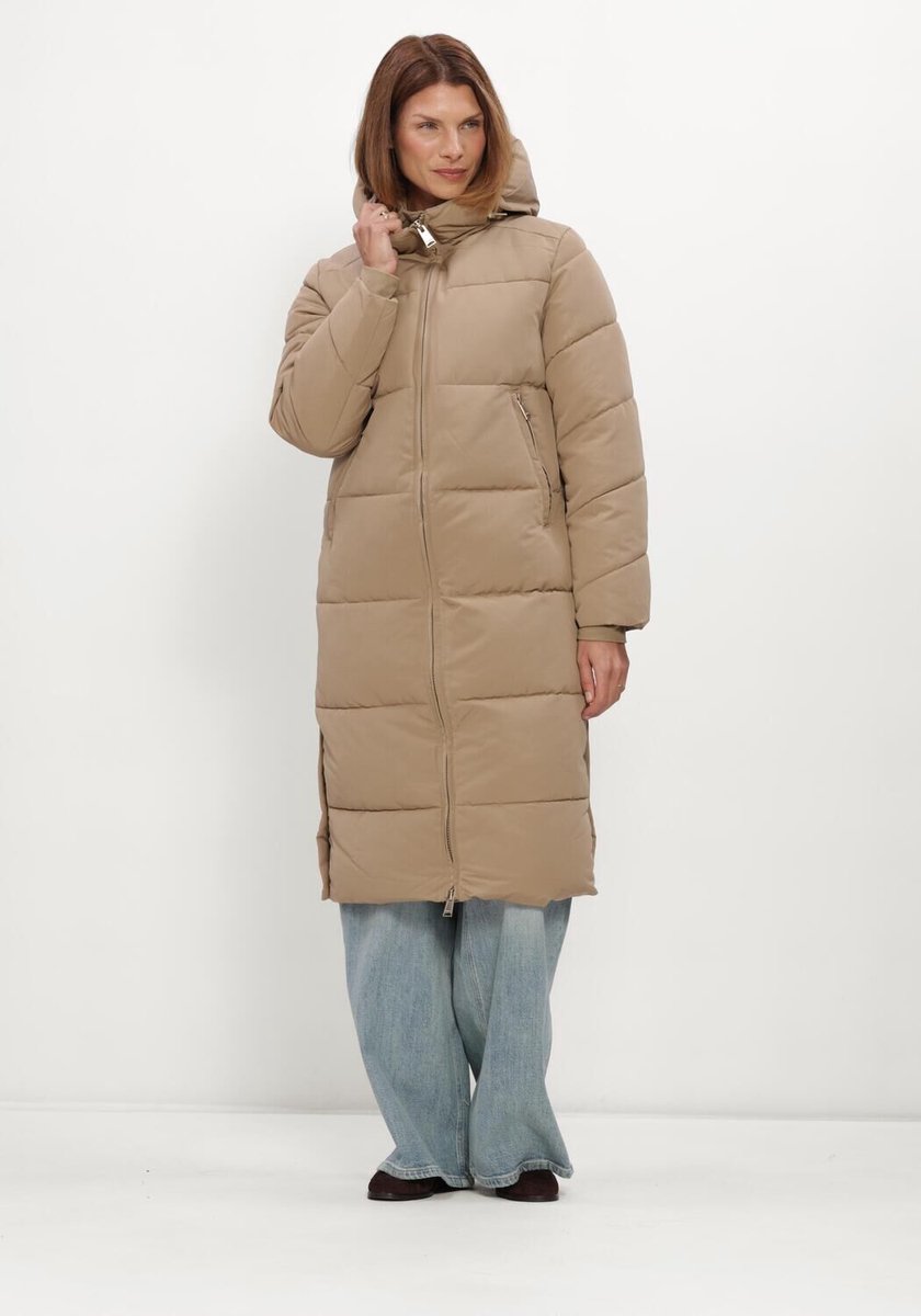 WITHBLACK Wblglorian Long Puffer Coat Jassen Dames - Winterjas - Beige - Maat XS