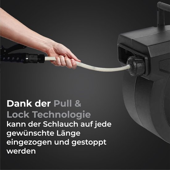 38 + 2 meter - tuinslang met rol - slanghouder 180° draaibaar - tuinslanghaspel - zwart — afbeelding 2