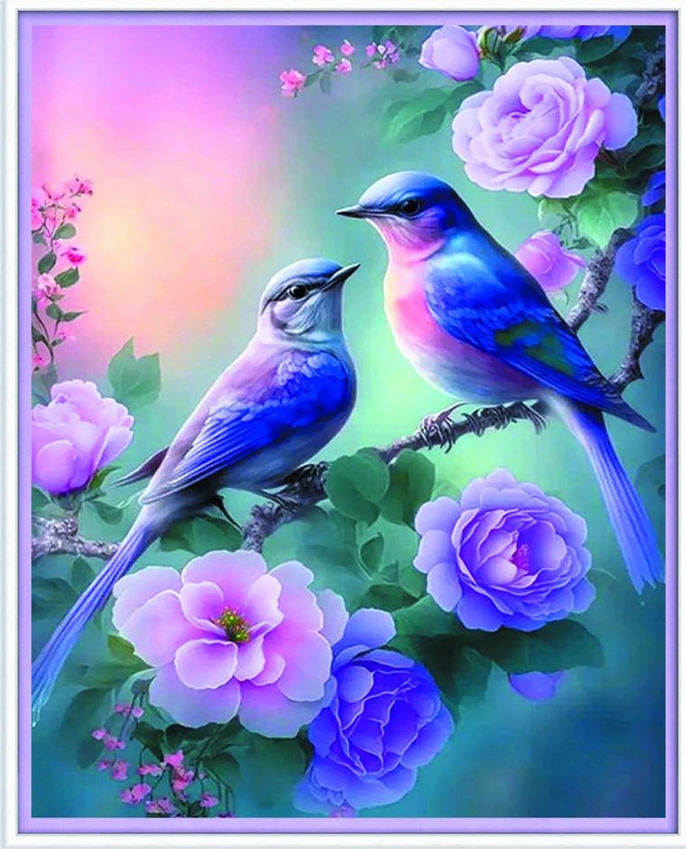 Kruissteekpakketten 11 Count Gestempeld, Vogel Bloem Dier Mooi Borduurpakket met Accessoires Voorbedrukt (40x50 cm) (Vogel 5)