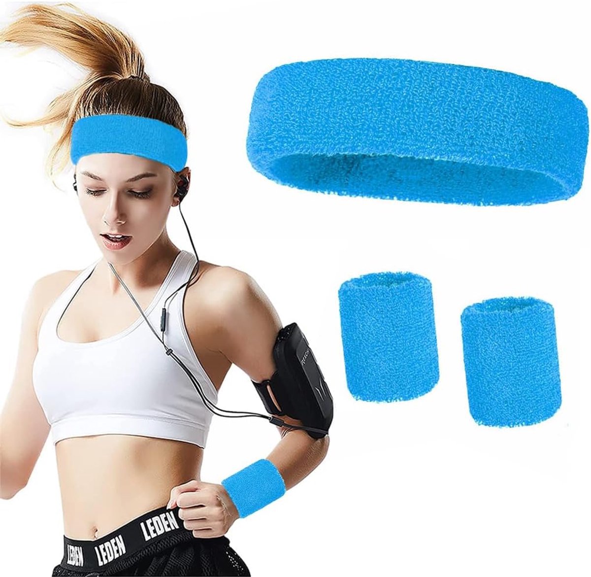 Haarband, elastisch, voor dames en heren, voor sport, yoga, voetbal, basketbal, joggen, tennis, A: Blauw, 1 unità (Confezione da 3)