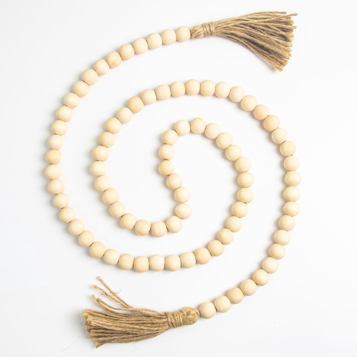 57 Inches Houten Kralen Garland met Kwastjes - Woondecoratie Gebedskralen Boerderij Muur Opknoping