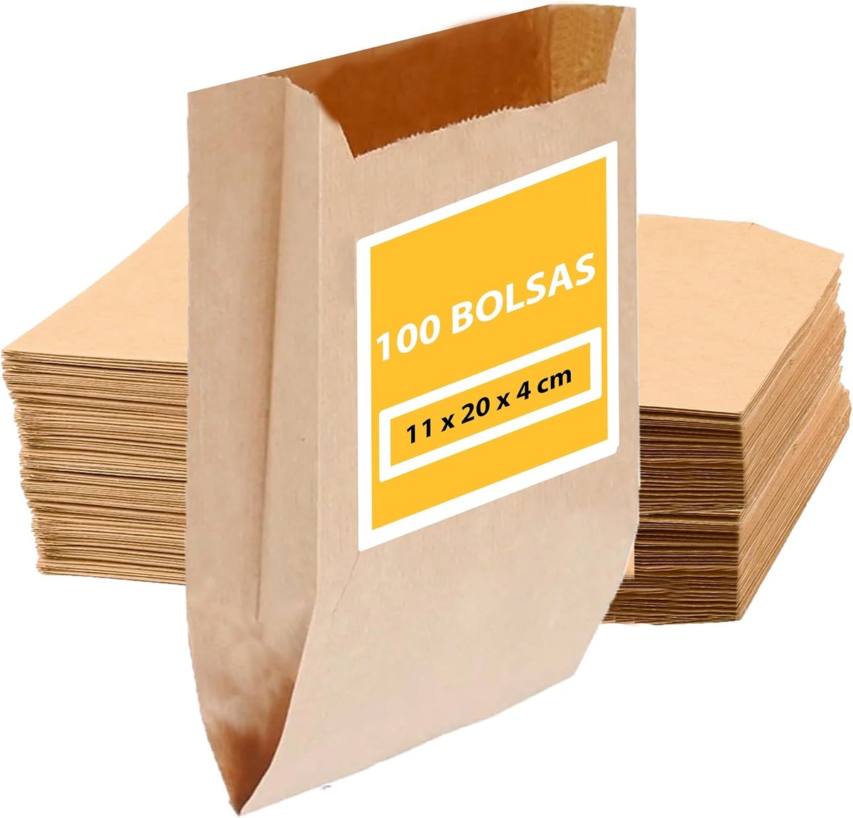 100 bruine papieren zakken, 11 x 20 cm, kraftpapieren enveloppen voor geschenken, zakjes voor snoep, 100 stuks, 11 x 20 cm
