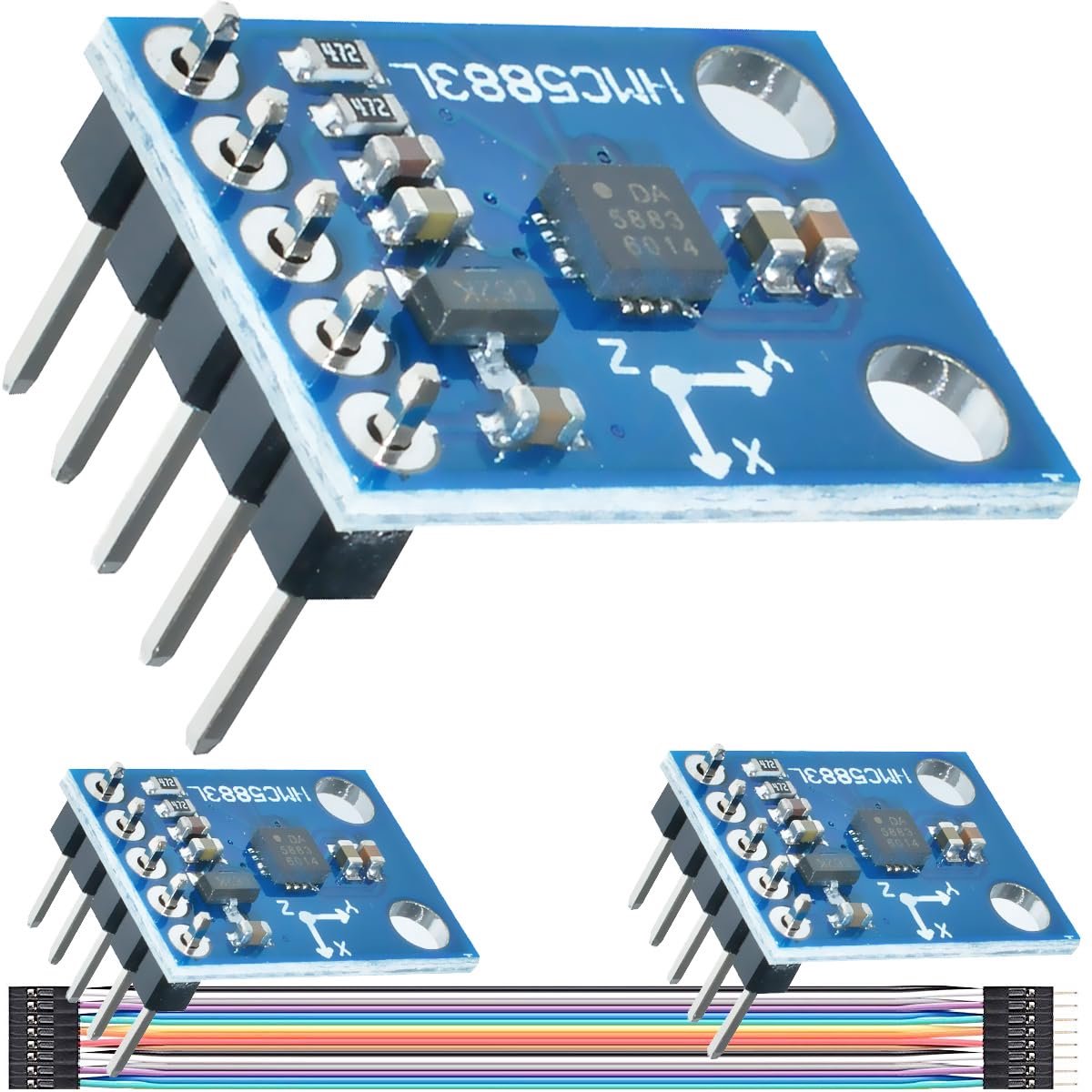 Magnetische sensor GY-273 QMC5883L HMC5883L Triple Axis Kompas Magnetometer Sensor Module 3V-5V met dupont kabel voor Arduino, pak van 3
