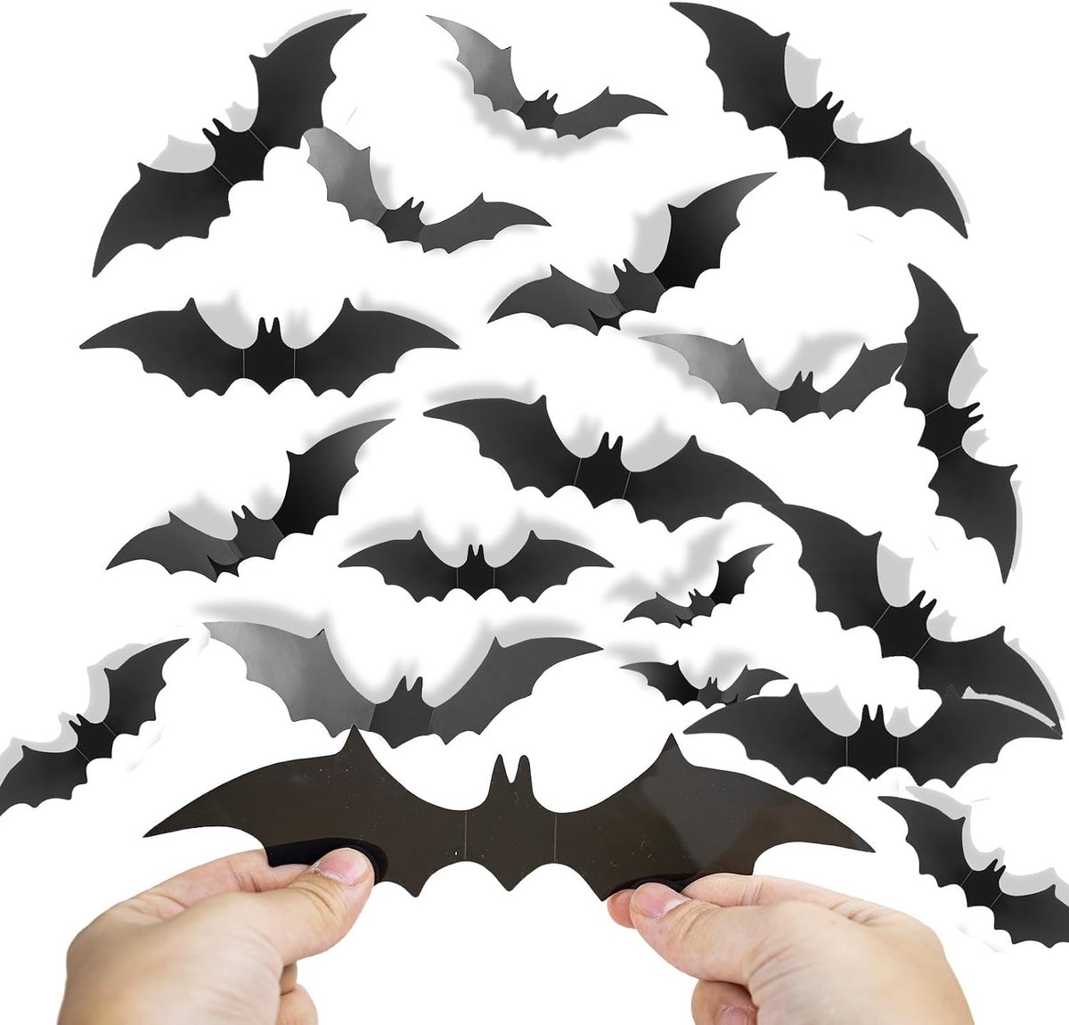 81 stuks Halloween vleermuisdecoraties, vleermuizen wanddecoratie, 4 maten PVC zwarte 3D vleermuissticker voor Halloween feestdecoraties binnen buiten doe-het-zelf huis raamdeur decor