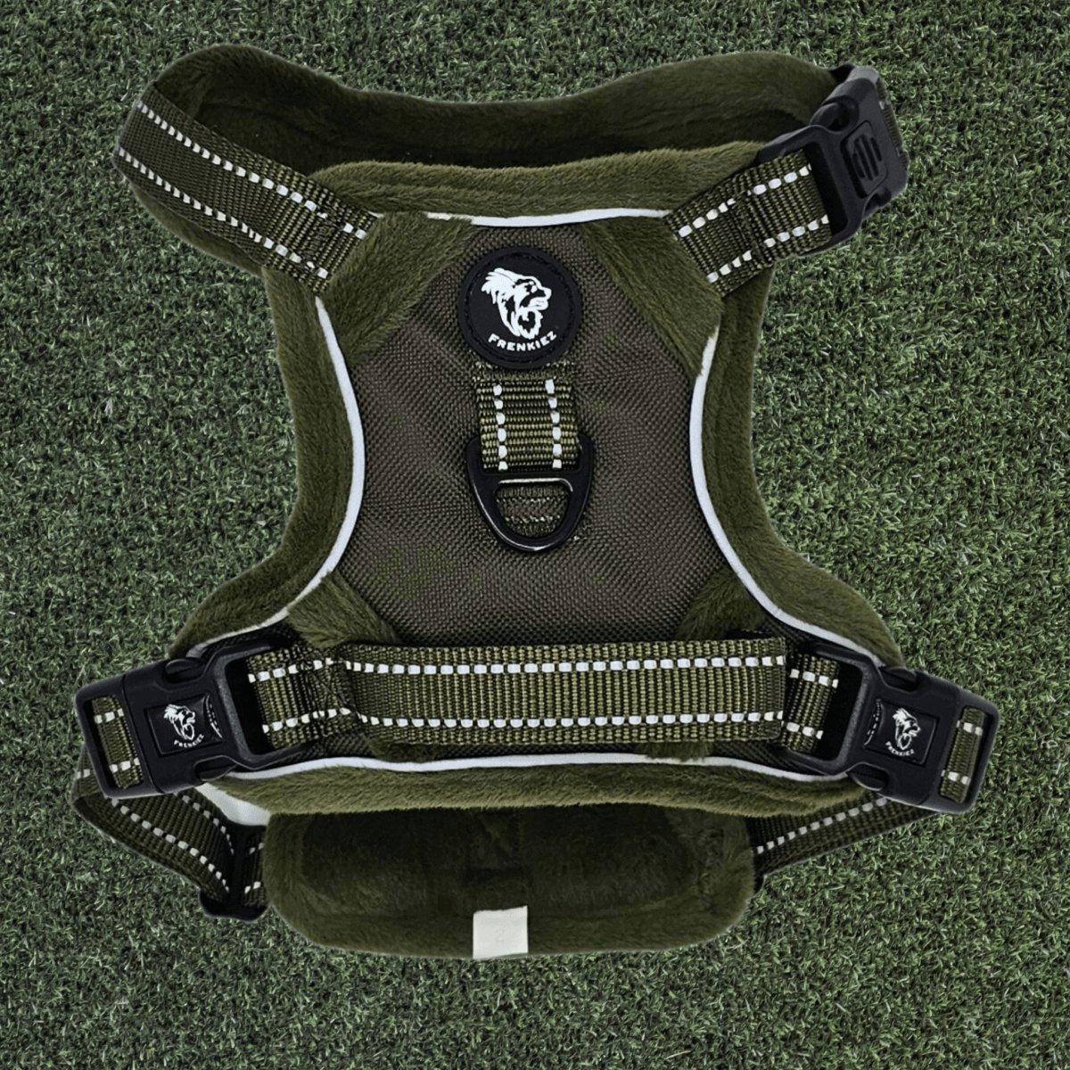Frenkiez Teddy Reflective Y Tuig No Pull - Army Green Hondenharnas Small