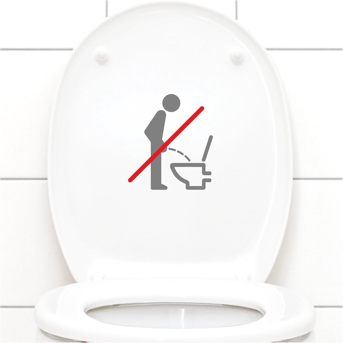Wc-deur sticker - Gelieve zittend te plassen bord I Middengrijs 11 x 12 cm I Pictogram wc badkamer toilet klosdeksticker W733