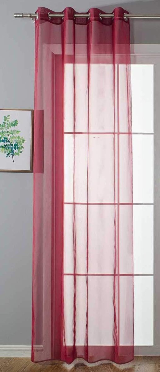 Transparant »Uni« gordijn H x B 175 x 140 cm bordeaux gordijnen oogjes loodband woonkamer 20332-cn