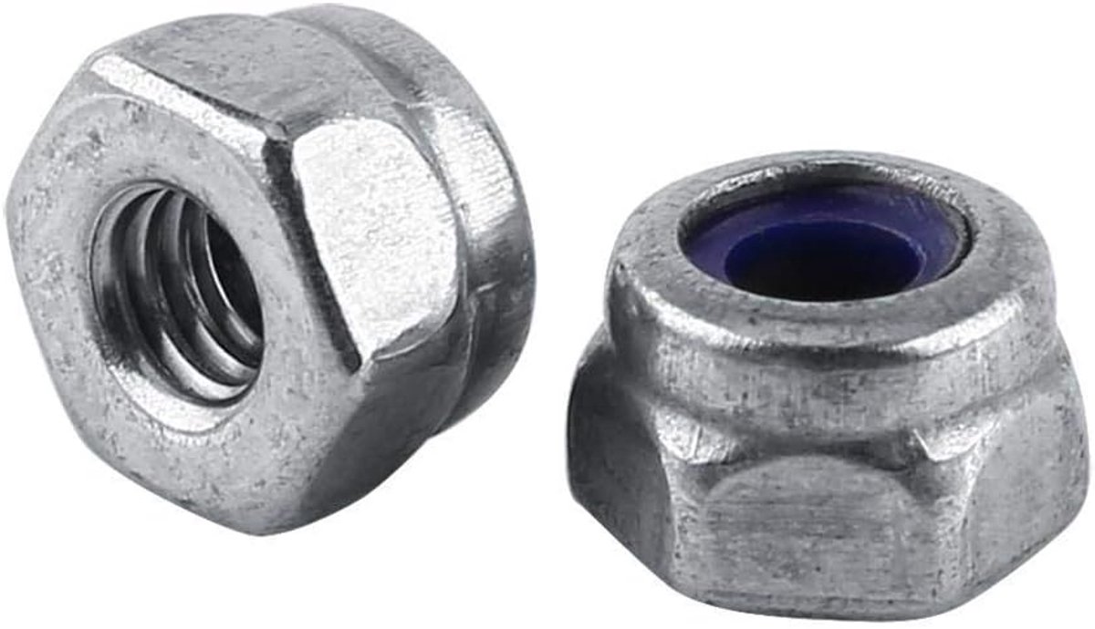 Moer, M2/M3 RVS Borgmoeren Zeskantmoer Borgmoeren met Nylon Inzetstuk voor Normale Hardware Moeren, Voertuigen, Thuis, Buitentoepassingen(M2, 100 stuks)