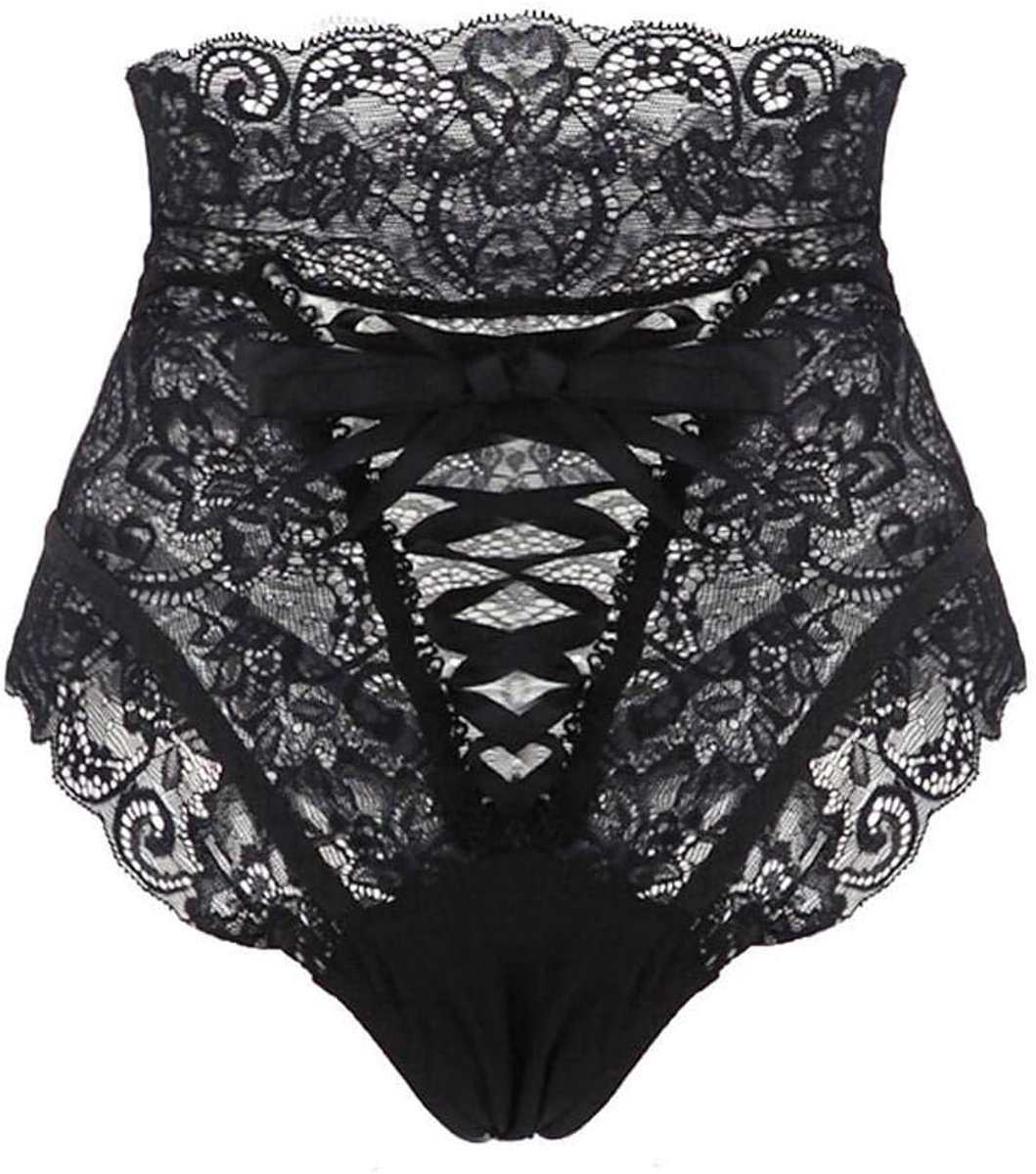 Lingerie voor dames V-hals transparante lingerie met jarretelgordel lingerie bodysuitSlipje vrouwen onderbroek hoge taille bandage sexy lingerie sexy blote imitatie kanten onderbroek