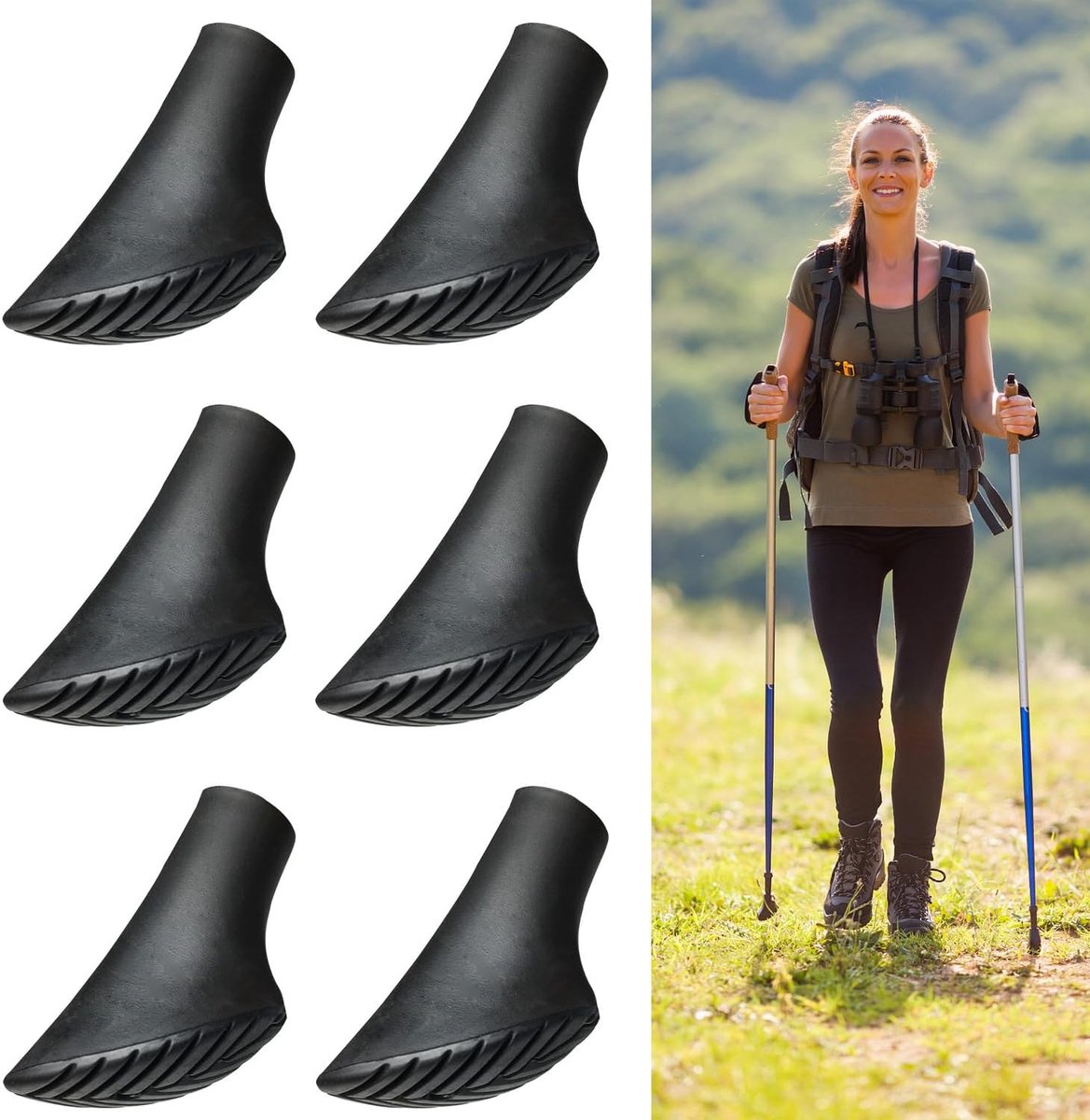Rubberen uiteinden voor nordic walking-stokken, antislipuiteinden voor wandelstokken voor asfalt, kussentjes voor trekkingstokken
