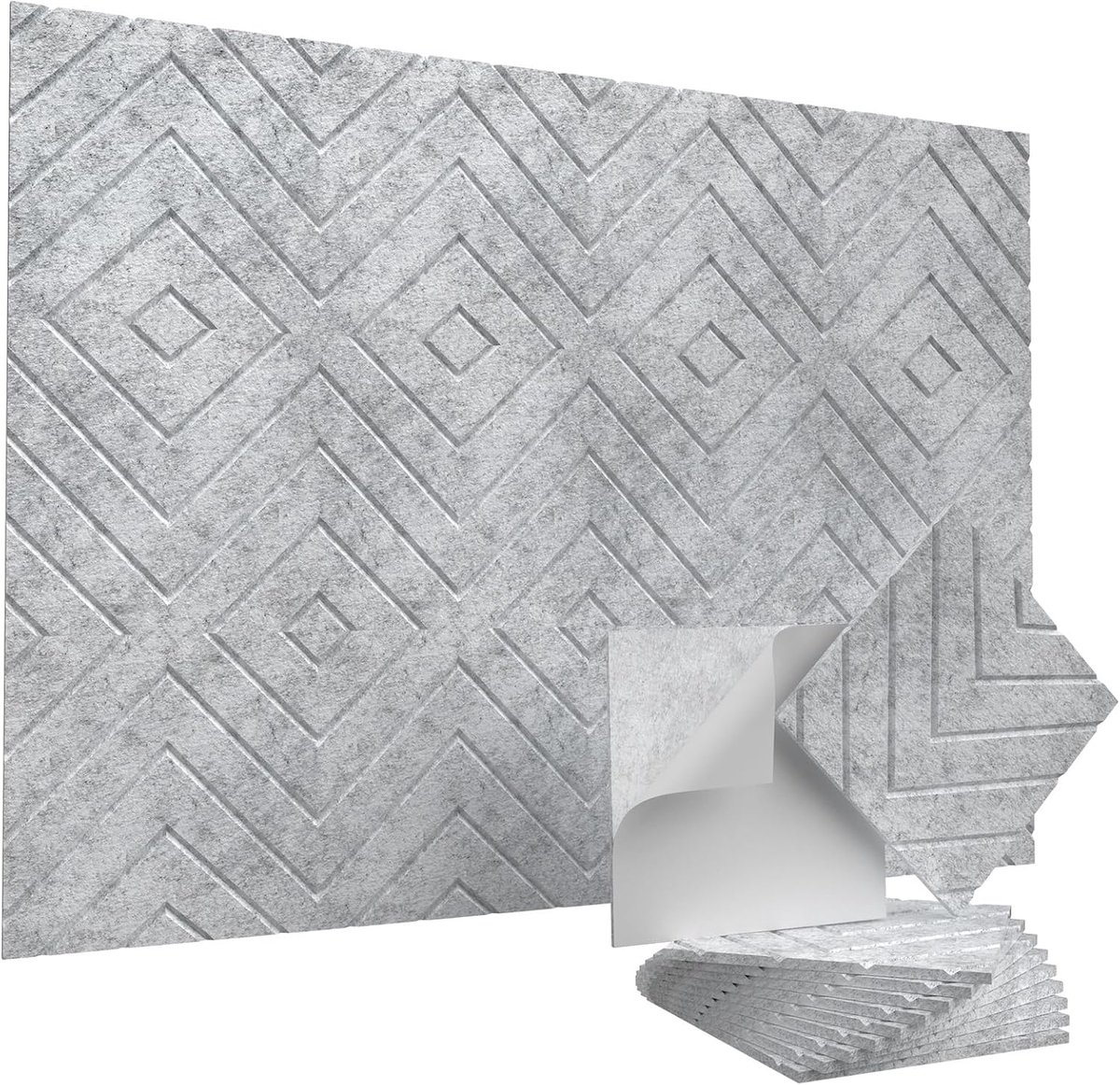 Zelfklevende akoestische panelen, set van 20 geluiddichte wandpanelen, 30 x 30 cm x 1 cm, geluidsabsorberende geluiddempende panelen voor thuiskantoor, studio en slaapkamerdecoratie, grijs