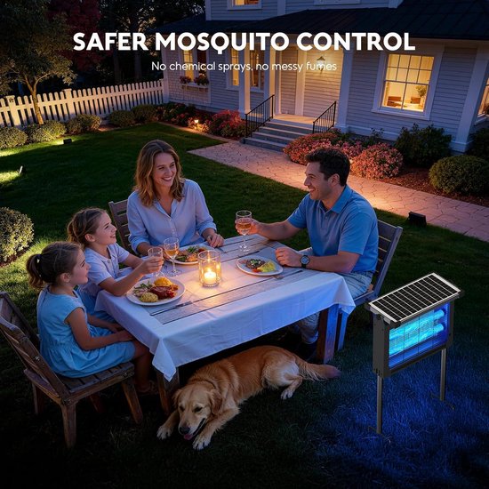 Anti-muggenlamp op zonne-energie voor buiten, elektrische insectenvernietiger, 4500 V, IPX5, waterdicht, oplaadbaar, USB, 4000 mAh, draadloze vliegendoder met grondpen voor tuin, gazon — afbeelding 5