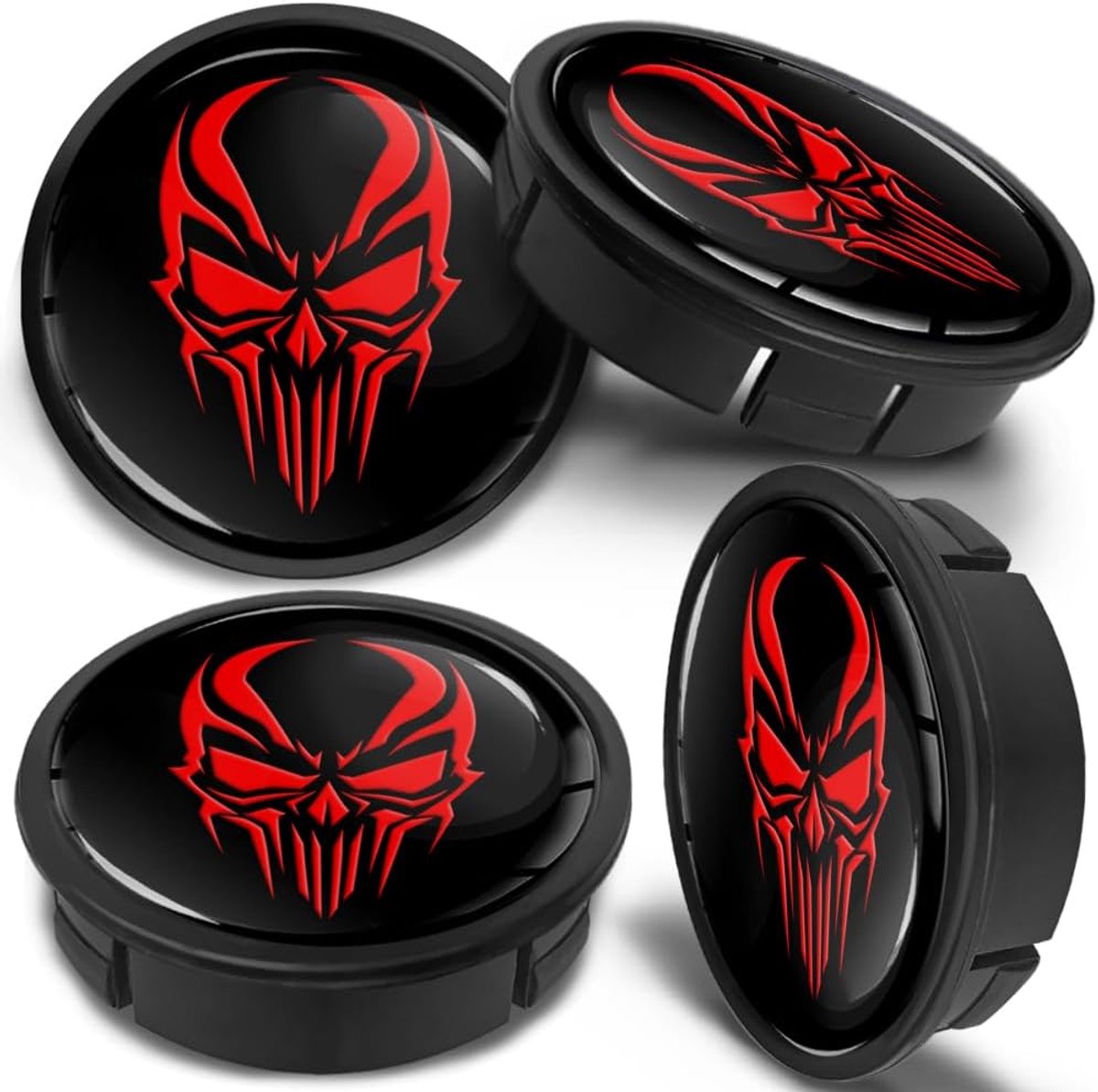 Hub Caps, Hub Caps, Rim Caps, Wheel Hub Caps, Wheel Hub Caps with Silicone Sticker, 60 mm, Skull CX 55, Pack of 4 - ShopVlot
