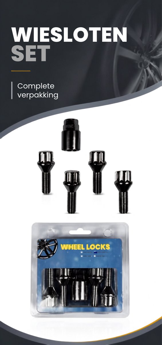 Wheel Lock Wielbouten M14x1,5x26mm Type G – Conisch – Anti-Diefstal Slotbouten Set