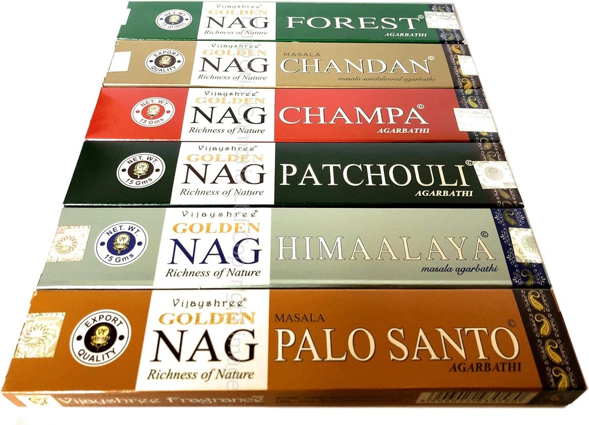 Golden Nag Champa Incense Sticks x 6 (SIX) shipped exclusively from Emporia Boxes-Finest Nag Champa, Palo Santo - ShopVlot