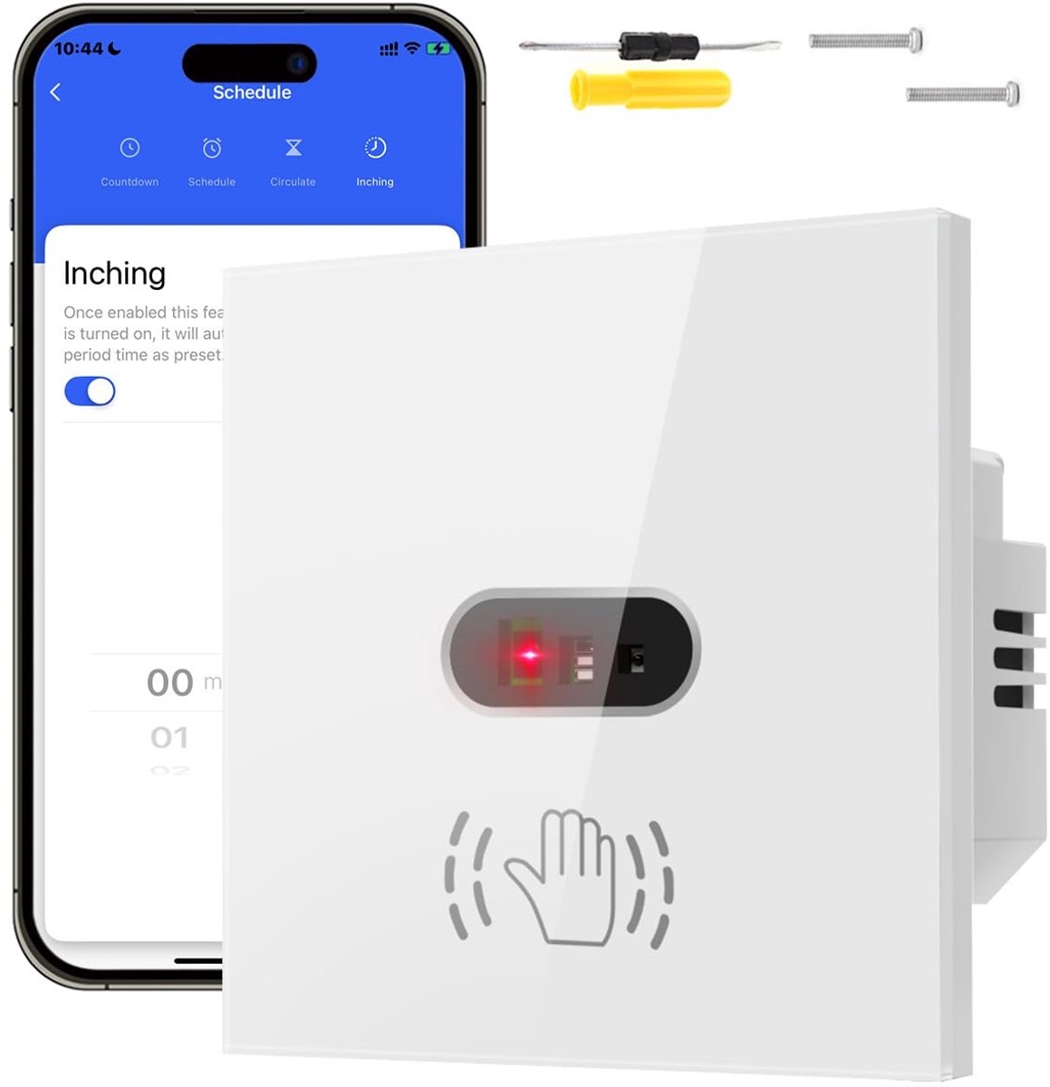 Smart Motion Sensor Light Switch, WiFi Motion Sensor, Hand Motion Switch, 8 cm, Sensor Switch, 10 A, Voice Control - ShopVlot