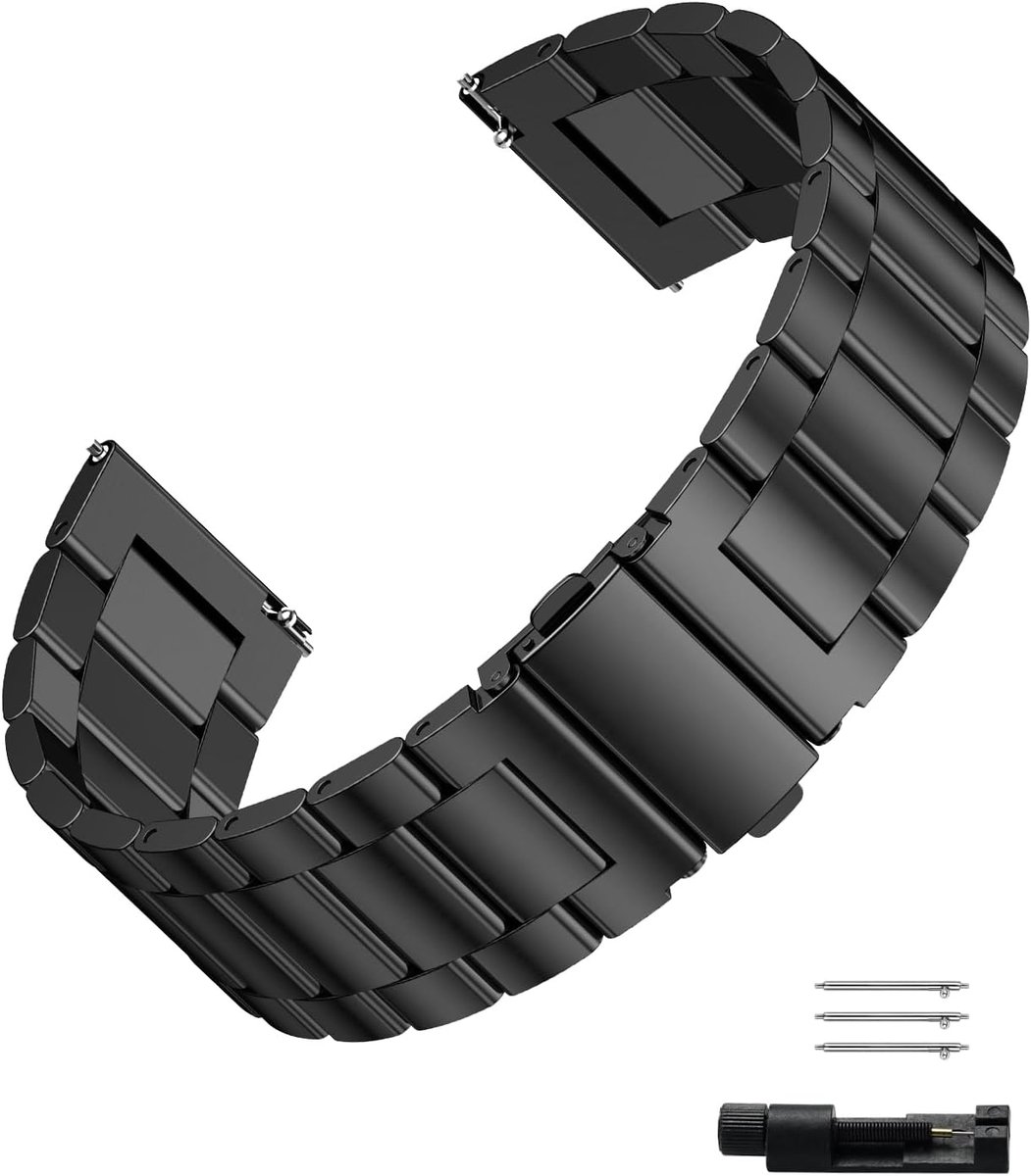 MEGALITH 22mm Stainless Steel Watch Strap Quick Release Smartwatch Bracelet Replacement Watch Straps for Men Black - ShopVlot