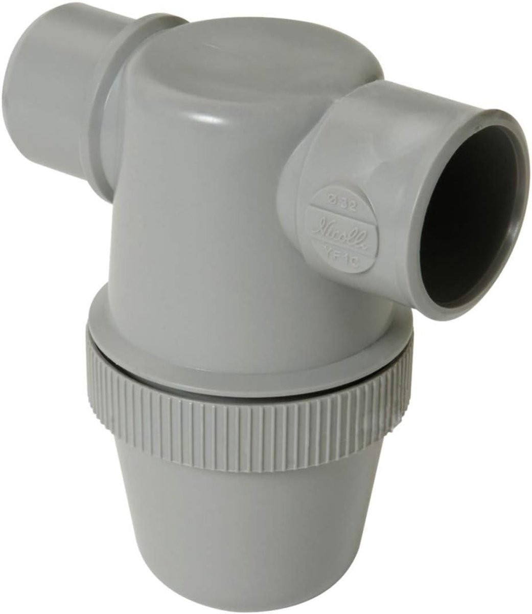 washbasin siphon - for gluing - horizontal input - diameter 50 mm, Nicoll yj1c - grey - ShopVlot