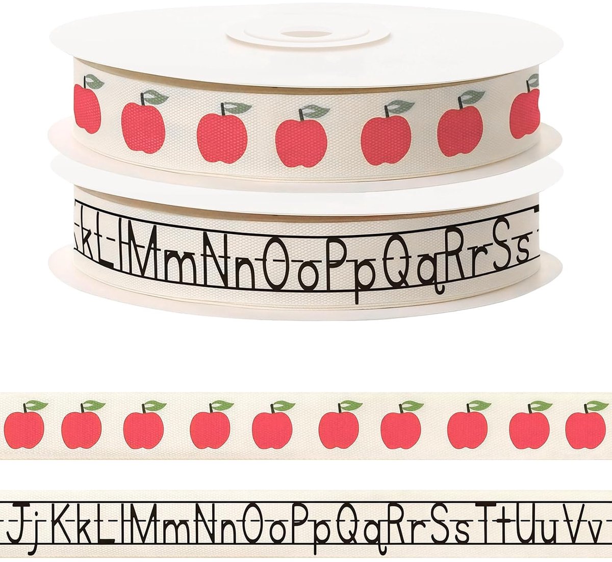 2 rollen schoolbanden met appel- en lettermotief - ShopVlot