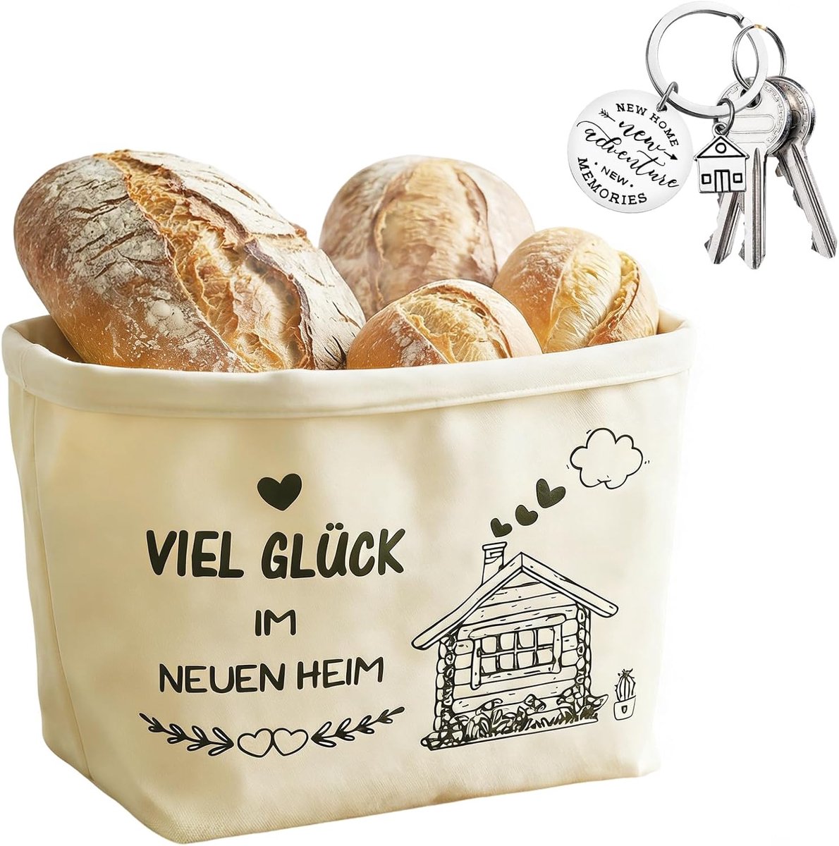 Herbruikbare broodzak 38 x 22 x 16 cm - canvas - beige - ideaal voor versgebakken brood - ShopVlot