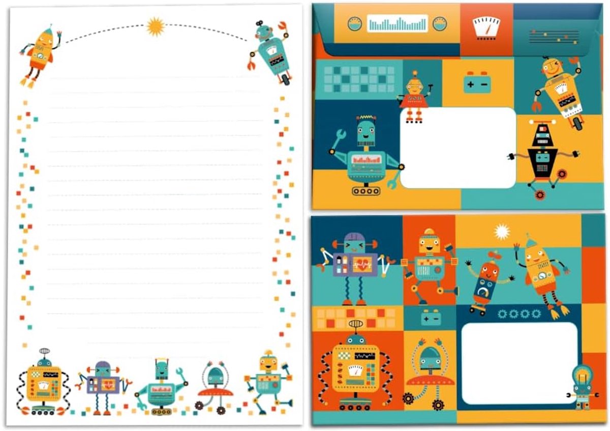 Briefpapier set voor kinderen - A5 formaat met 25 vel - inclusief 15 enveloppen - creatief schrijven - ShopVlot
