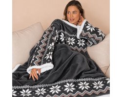 Fleece Deken met Mouwen - Plaid met Mouwen - Hoodie Deken - Hoodie Blanket - Huggle Hoodie - Snuggle Hoodie - Dekens - TV Deken - Zwart - Dames en Heren - Volwassenen - 180x130 cm - Noodpakket - Kerstcadeau - Snuggie Moment