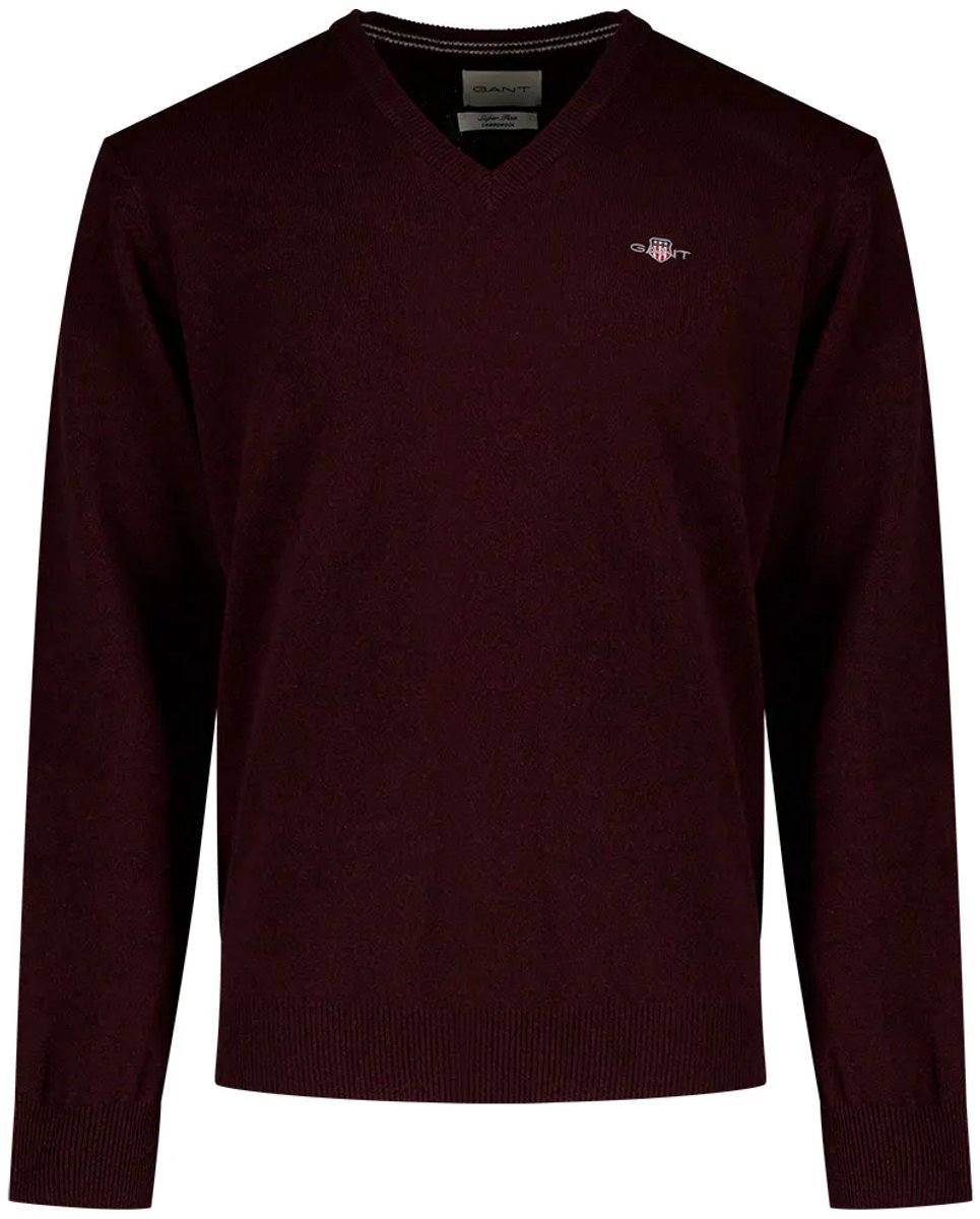 Gant Trui Soft Superfine Italian Lambswool V-Neck Darkened Wine / male