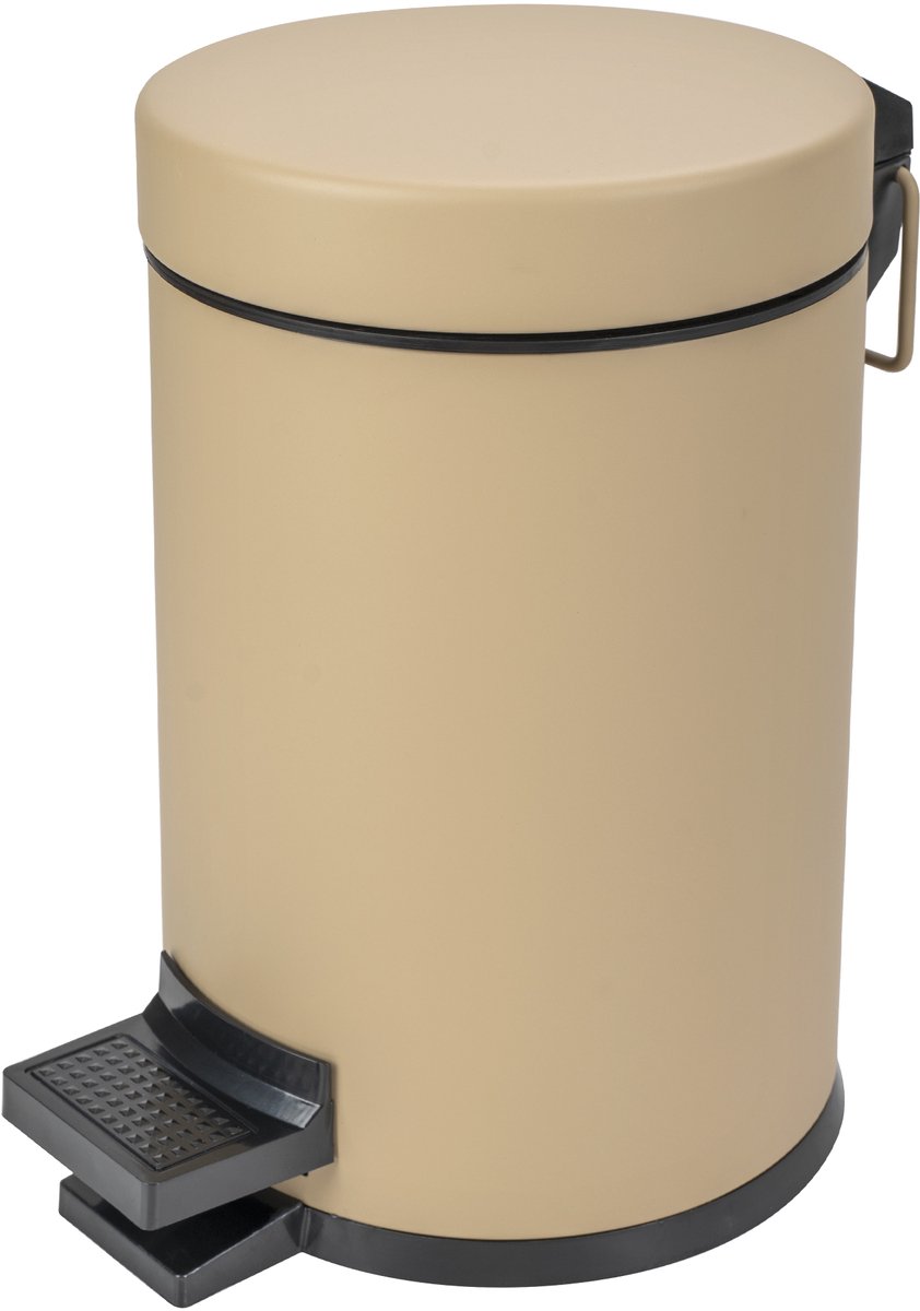 VDN Stainless Prullenbak - Pedaalemmer - Afvalbak - 3 liter - RVS - Afvalemmer - Beige