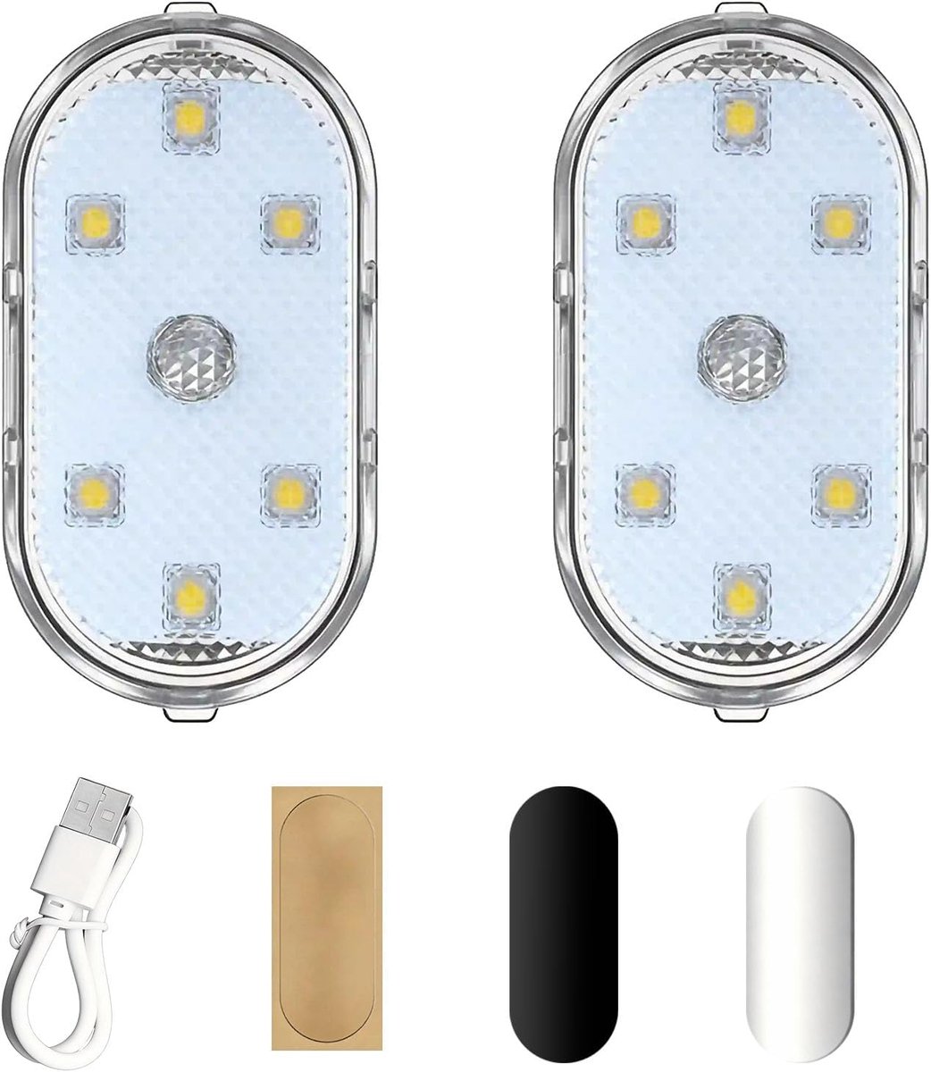 2 stuks auto-led-binnenverlichting, led-sfeerlicht, RGB, 7 kleuren, magnetisch, USB-touchlicht, meerkleurige sfeerverlichting, auto-interieurverlichting voor interieur, voetruimte