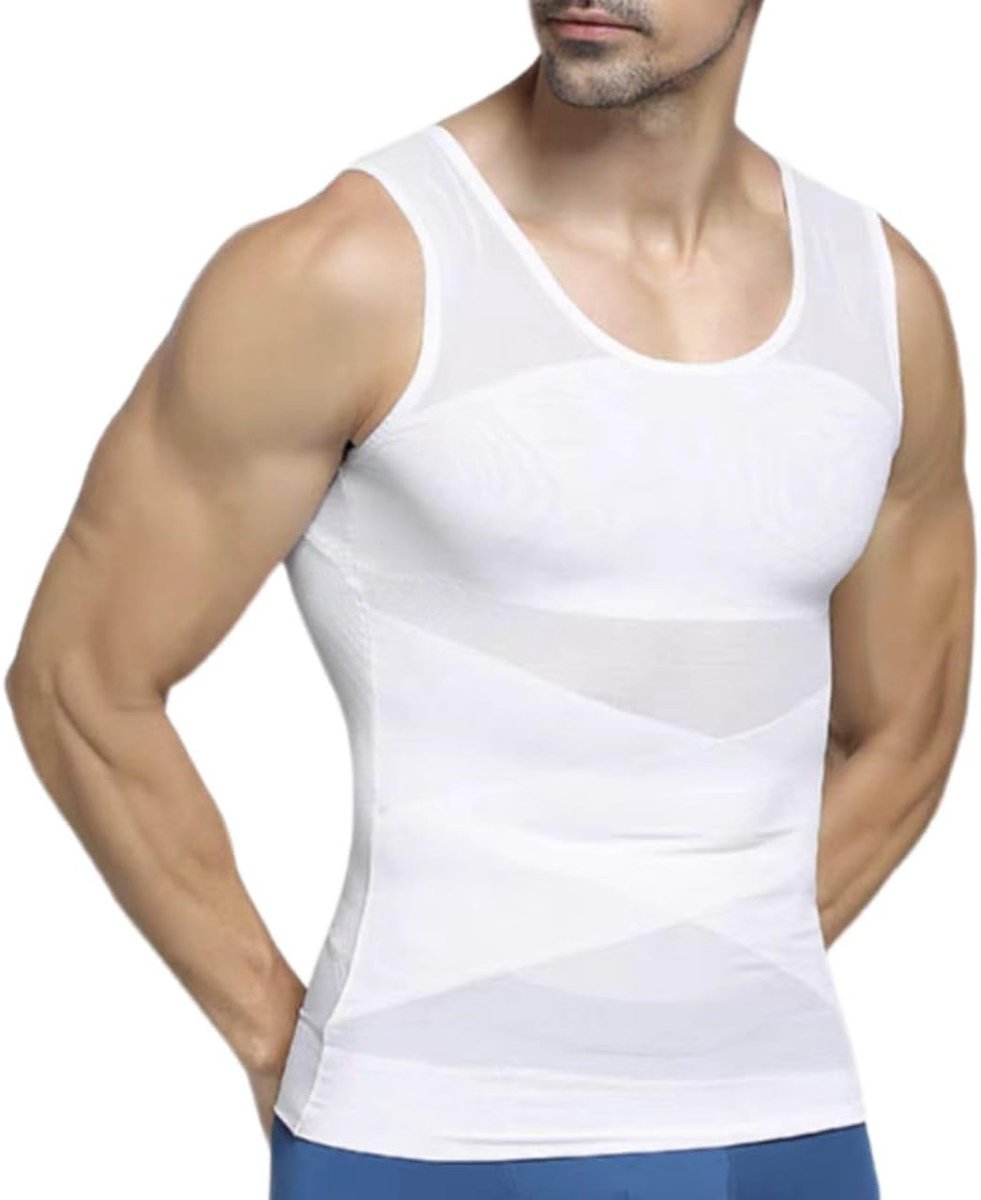 Vest voor heren, sterke compressie, buikweg-onderhemd, hoge elasticiteit en ademende afslankende tanktop, compressievest voor mannen