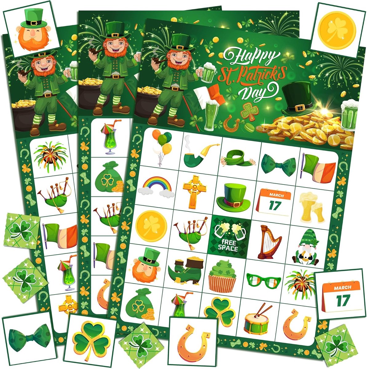 Bingo-37 stuks spelers St. Patrick's Day bingo kaartspel grappig feestaccessoires bingo spel St. Patrick's Day feestdecoraties
